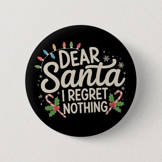 Badge Rond 5 Cm Cher Père Noël Je Regret Rien De Noël Famille Matc (Devant)
