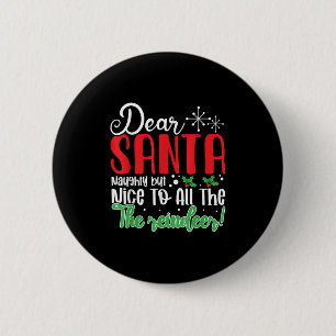 Badge Rond 5 Cm Cher Père Noël Méchant Mais Gentil Pour Tous Les R