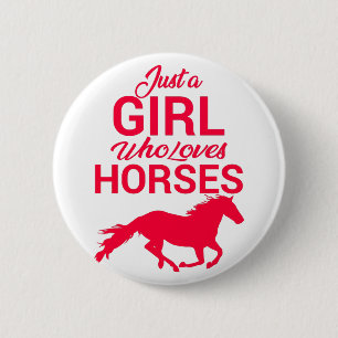 Badge Rond 5 Cm Cherry Red Juste Une Fille Qui Aime Les Chevaux