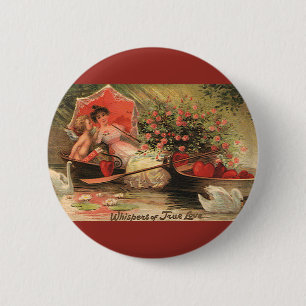 Badge Rond 5 Cm Cherub avec coeur pour la Saint Valentin victorien