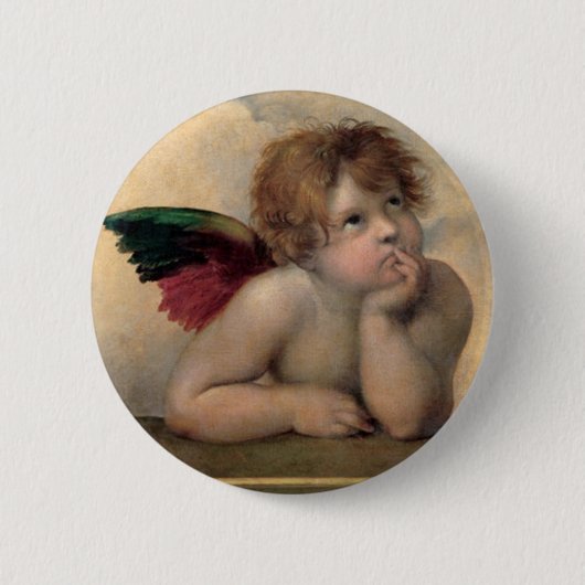 Badge Rond 5 Cm Cherub de Sistine Madonna par Raphael (Devant)