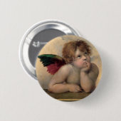 Badge Rond 5 Cm Cherub de Sistine Madonna par Raphael (Devant & derrière)