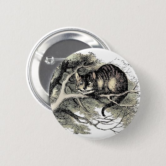 Badge Rond 5 Cm Cheshire Chat Alice Wonderland Classic (Devant & derrière)