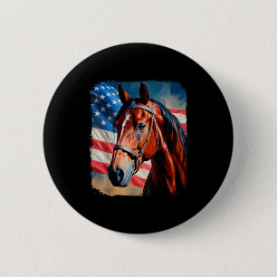 Badge Rond 5 Cm Cheval 4 juillet Cheval patriotique Drapeau améric