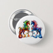Badge Rond 5 Cm Cheval adorable (Devant & derrière)