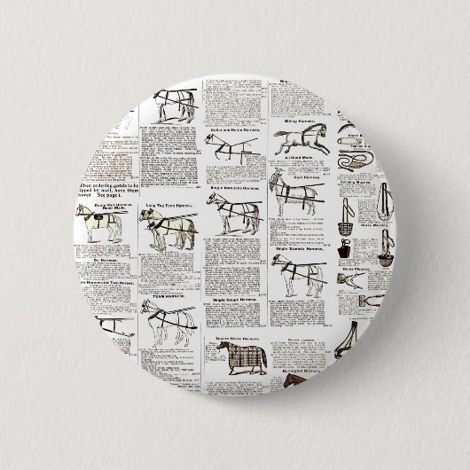 Badge Rond 5 Cm Cheval Antique Publicité Journal Art (Devant)