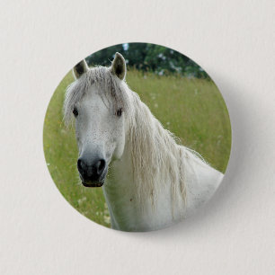Badge Rond 5 Cm Cheval blanc