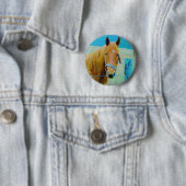 Badge Rond 5 Cm Cheval bleu Denim teinté (En situation)