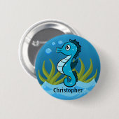 Badge Rond 5 Cm Cheval bleu personnalisé (Devant & derrière)