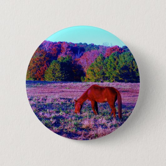 Badge Rond 5 Cm Cheval Brown en Grass violet (Devant)