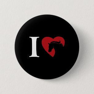 Badge Rond 5 Cm Cheval Cadeaux Fille J'Aime Mon Cheval Équestre Ch