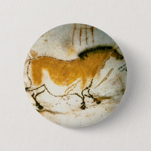 Badge Rond 5 Cm Cheval Chinois, Lascaux Peintures rupestres Préhis