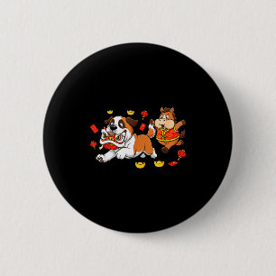 Badge Rond 5 Cm Cheval Chinois Saint Bernard Enfants Hommes Femmes