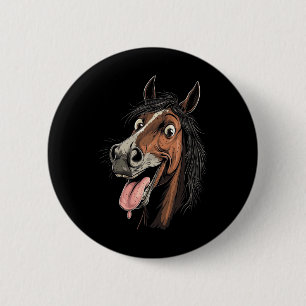 Badge Rond 5 Cm Cheval cool Montrant Langue Chevaux Équitation À C