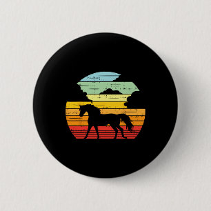 Badge Rond 5 Cm Cheval Coucher de soleil Rétro équitation équitati