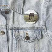 Badge Rond 5 Cm Cheval couleur châtaignier (En situation)