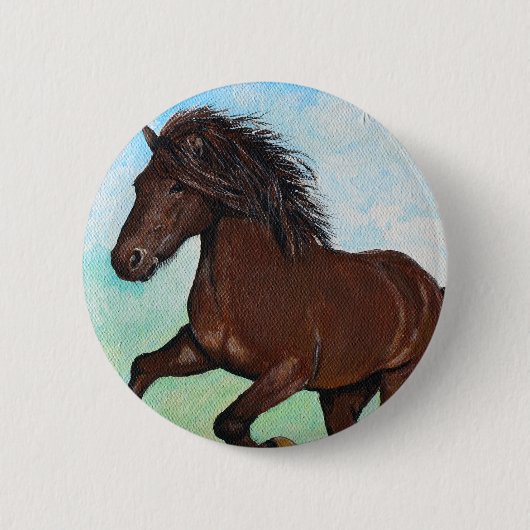Badge Rond 5 Cm Cheval courir peinture libre (Devant)