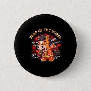 Badge Rond 5 Cm Cheval Dabbing Nouvel An Chinois de l'Année du Che