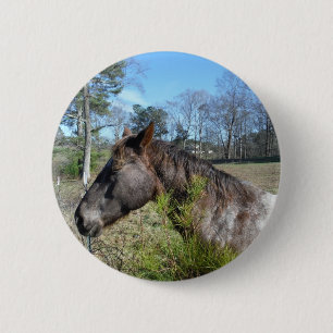 Badge Rond 5 Cm Cheval de couleur Coco et Crème