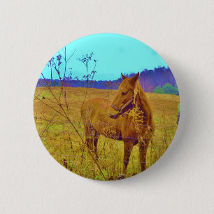 Badge Rond 5 Cm Cheval de couleur rétro