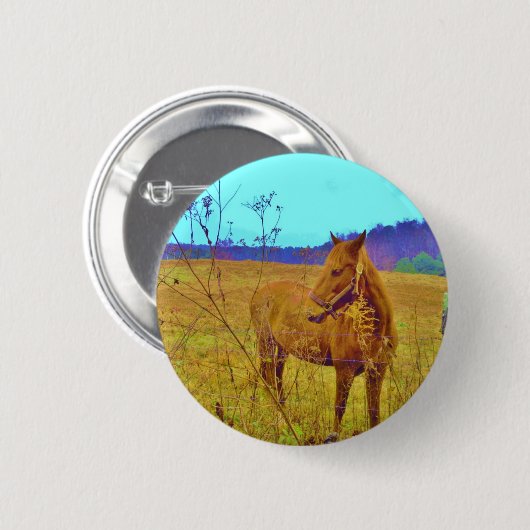 Badge Rond 5 Cm Cheval de couleur rétro (Devant & derrière)