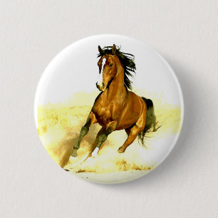 Badge Rond 5 Cm Cheval de course