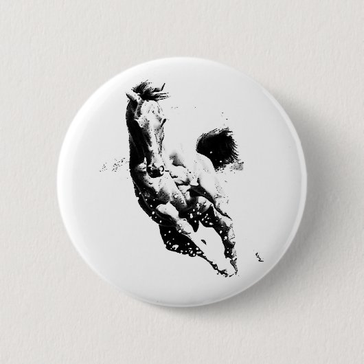 Badge Rond 5 Cm Cheval de course (Devant)