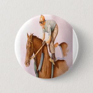 Badge Rond 5 Cm Cheval de course et Jockey