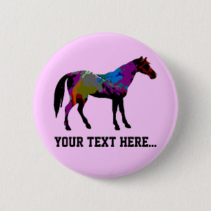 Badge Rond 5 Cm Cheval de course personnalisé