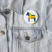 Badge Rond 5 Cm Cheval de Dala de drapeau de la Suède (En situation)