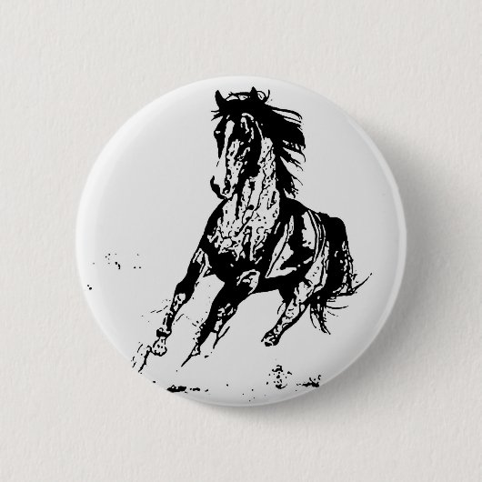 Badge Rond 5 Cm Cheval de dessin de bande dessinée (Devant)