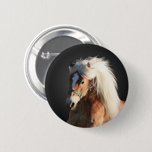 Badge Rond 5 Cm Cheval de Haflinger (Devant & derrière)