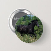 Badge Rond 5 Cm Cheval de pur sang fonctionnant dans l'herbe (Devant & derrière)