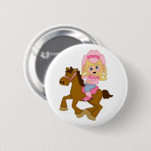 Badge Rond 5 Cm Cheval d'équitation de cow-girl (rose) (Devant & derrière)