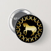 BADGE ROND 5 CM CHEVAL D'OR (Devant & derrière)
