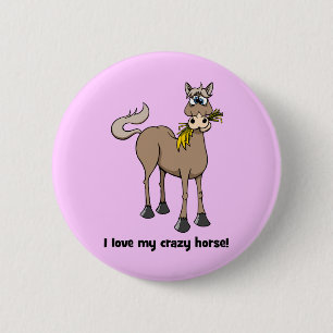 Badge Rond 5 Cm Cheval drôle