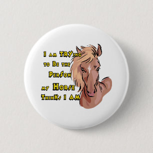 Badge Rond 5 Cm Cheval drôle