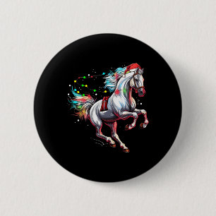 Badge Rond 5 Cm Cheval du Père Noël Art de Noël Cheval à Velo Vête