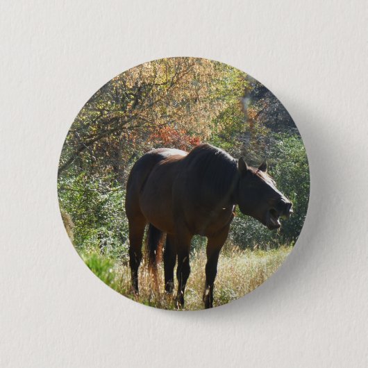 Badge Rond 5 Cm Cheval en automne (Devant)