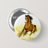 Badge Rond 5 Cm Cheval en course (Devant & derrière)