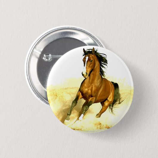 Badge Rond 5 Cm Cheval en course (Devant & derrière)