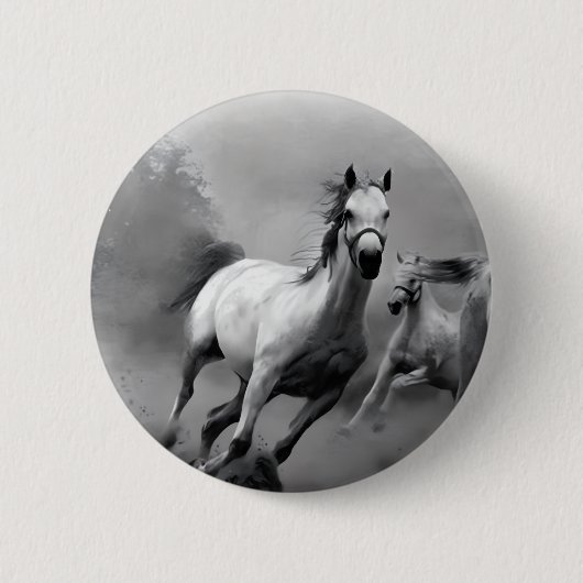 Badge Rond 5 Cm Cheval en course (Devant)