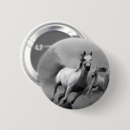 Badge Rond 5 Cm Cheval en course (Devant & derrière)