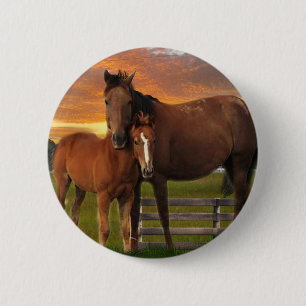 Badge Rond 5 Cm Cheval et poney