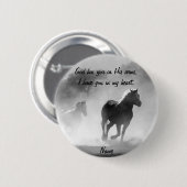 Badge Rond 5 Cm Cheval Galloping hors de la fosse (Devant & derrière)