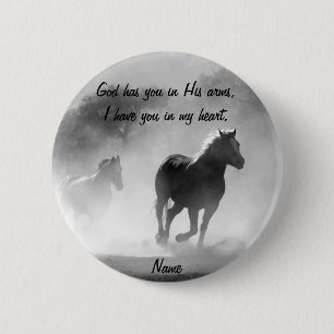 Badge Rond 5 Cm Cheval Galloping hors de la fosse