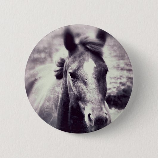 Badge Rond 5 Cm Cheval Grunge (Devant)