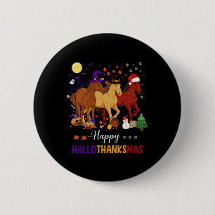Badge Rond 5 Cm Cheval Halloween Thanksgiving Noël Joyeux Hallo