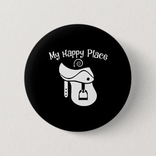 Badge Rond 5 Cm Cheval Lover Mon Happy Place Selle Ado équestre