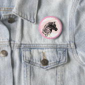 Badge Rond 5 Cm Cheval Mandala Entendu (En situation)